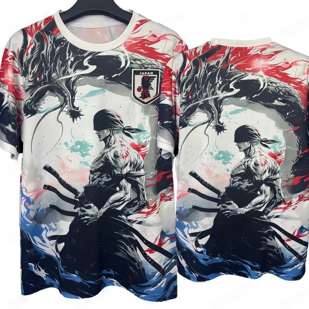 Zoro Anime Merchandise - เสื้อฟุตบอลลายการ์ตูนญี่ปุ่นซามูไร โซโล แบบครอบครัวเข้าชุดกัน รุ่นใหม่ล่าสุด เสื้อยืดสำหรับผู้ใหญ่และเด็ก ชุดพิเศษสำหรับแฟนๆ