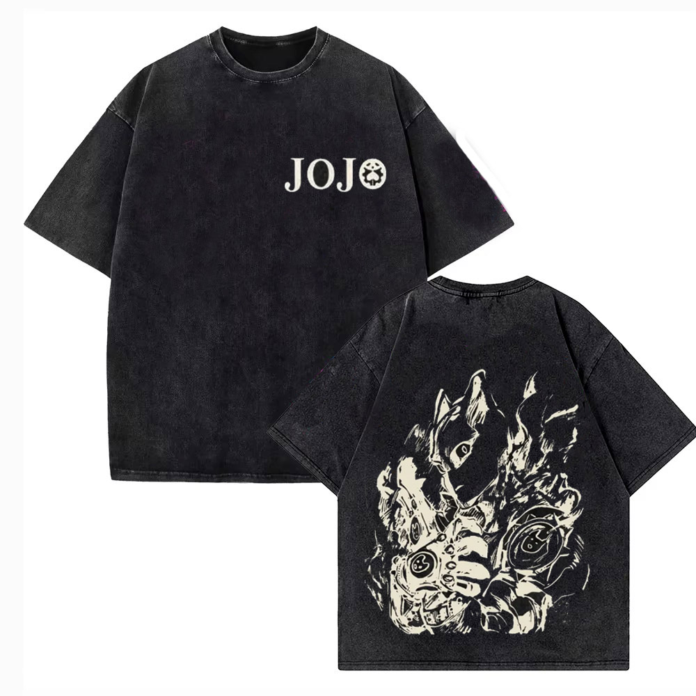 Jojo Anime Merchandise - วินเทจ วอช ทีเชิร์ตผู้ชาย JoJo Bizarre Adventure