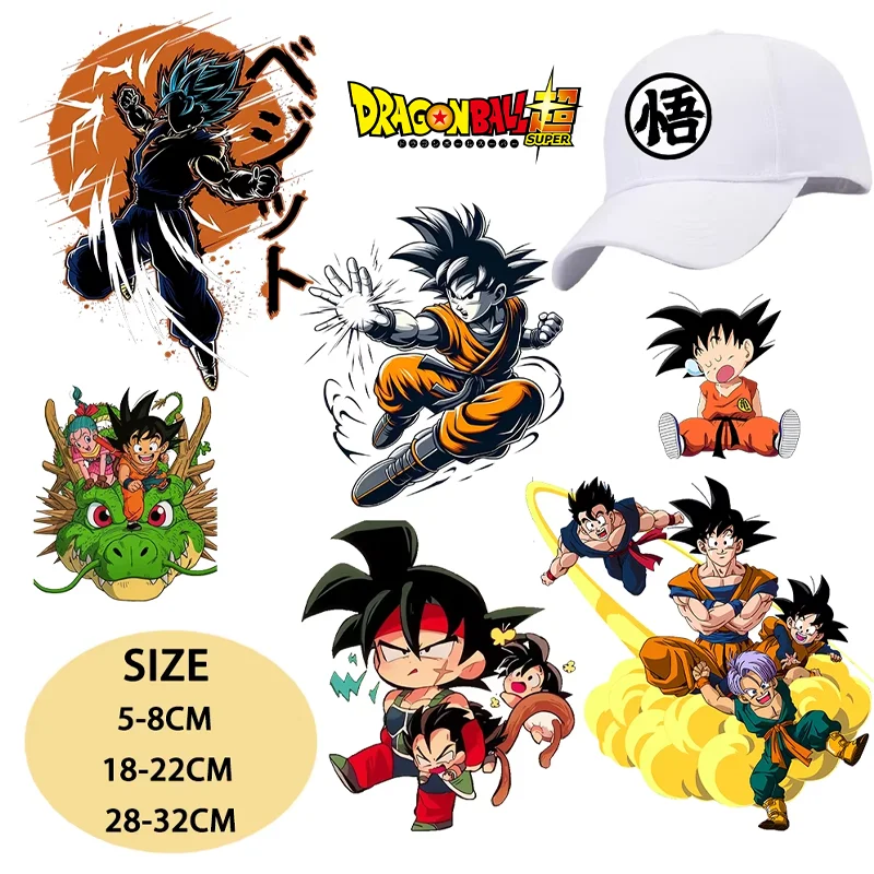 Anime Merchandise Men - สติกเกอร์ลายดราก้อนบอลสำหรับรีดติดเสื้อ หมวก ของตกแต่ง DIY ลายการ์ตูนน่ารัก ตัวละครโกคู