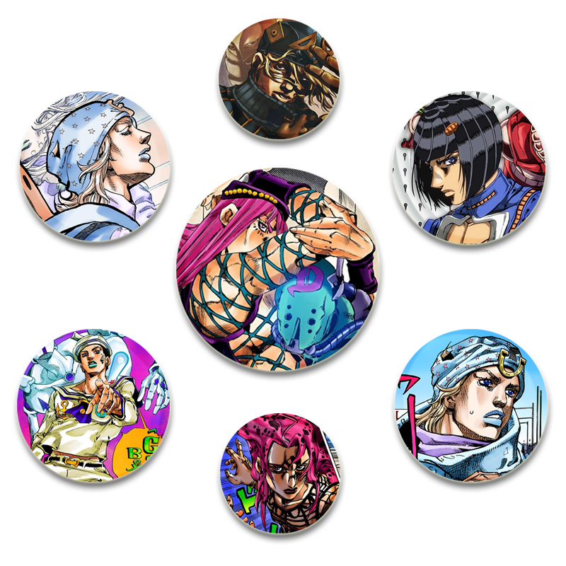 Jojo Anime Merchandise - 32/44/58 มม.ผจญภัย JoJo Bizarre อะนิเมะ Pins