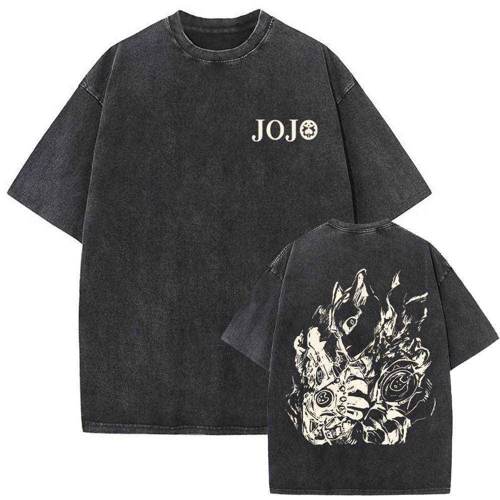 Jojo Anime Merchandise - เสื้อยืดอนิเมะ Jojo Bizarre Adventure ลายวินเทจ เสื้อยืด