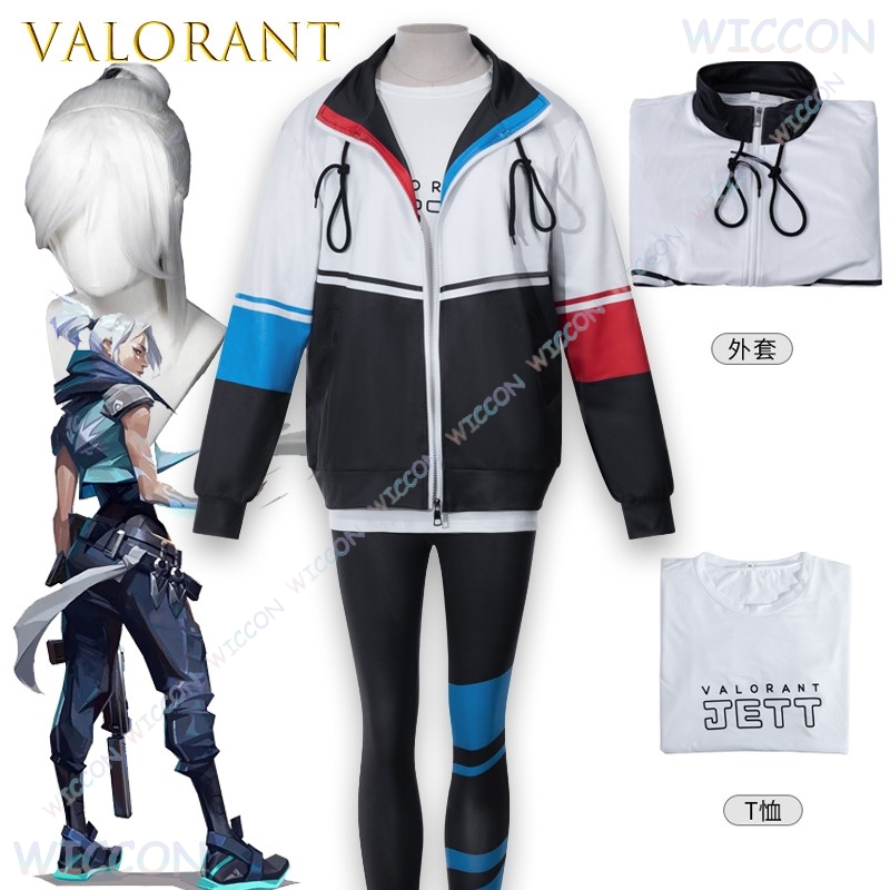 Windbreaker Anime Merchandise - Valorant Jett คอสเพลย์เสื้อ TShirt ชุดเบสบอลอะนิเมะเกมเกาหลีสไตล์ Windbreaker