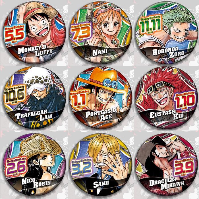 Zoro Anime Merchandise - ชุดเข็มกลัดอนิเมะวันพีซ ลูฟี่ เอซ โซโล โรบิน ซันจิ