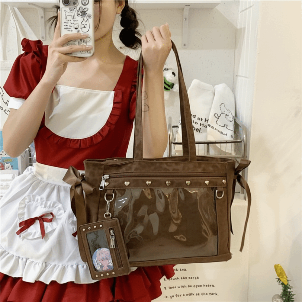 กระเป๋าสะพายไหล่ใส PVC ลายโบว์ - Anime Merchandise Women บทวิจารณ์และราคา