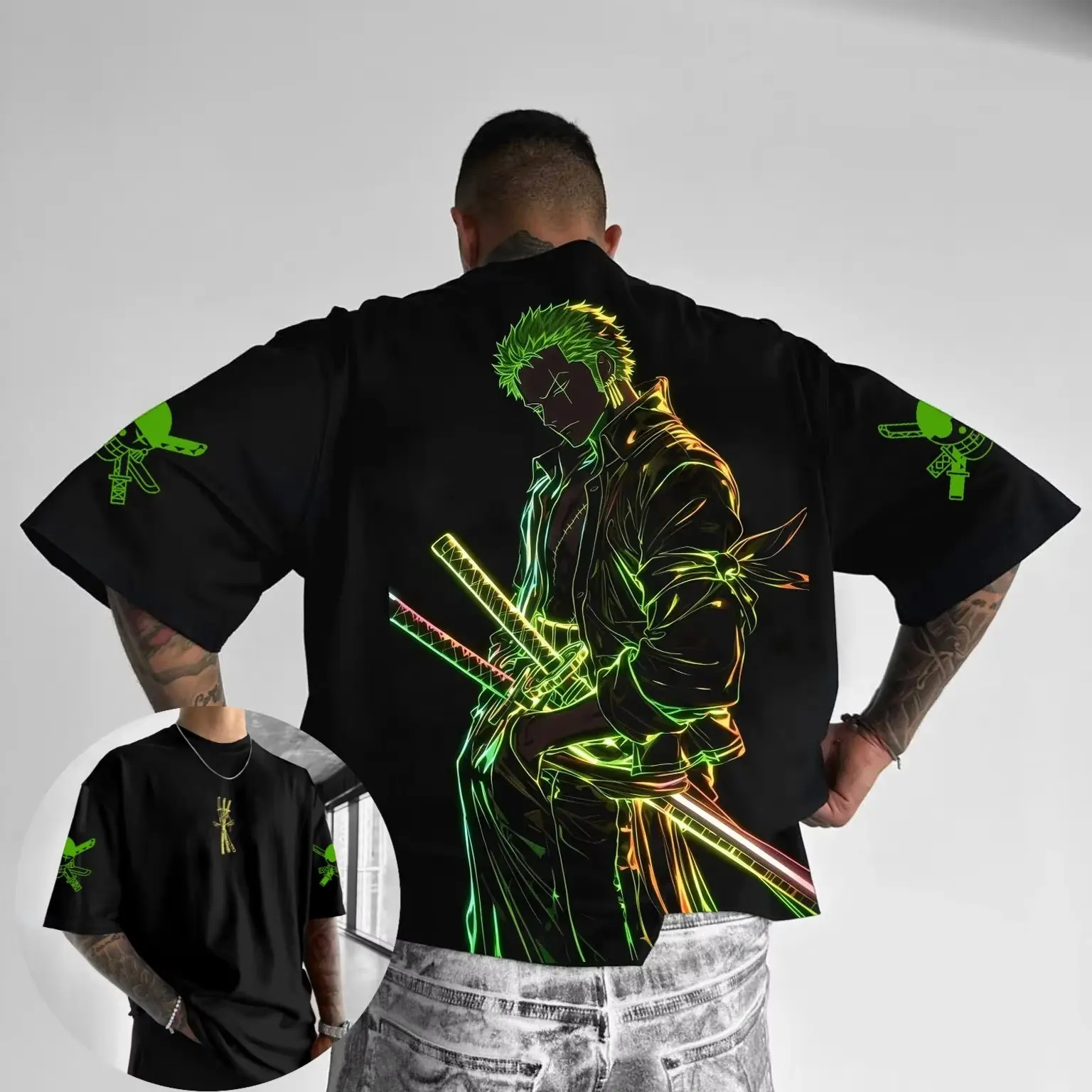 เสื้อยืดลายกราฟิกอนิเมะวันพีซ  - Zoro Anime Merchandise บทวิจารณ์และราคา